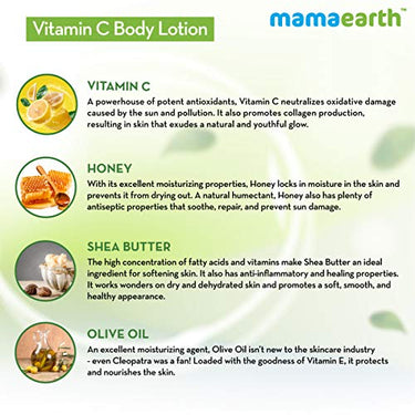 Mamaearth Vitamin C Body Lotion with Vitamin C & Honey for Radiant Skin (400 ml, All Skin Types)